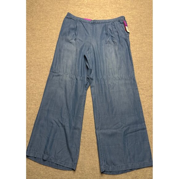 Merona Blue Chambray Wide Leg Pull On Casual Pants Size XXL NWT - Picture 1 of 8
